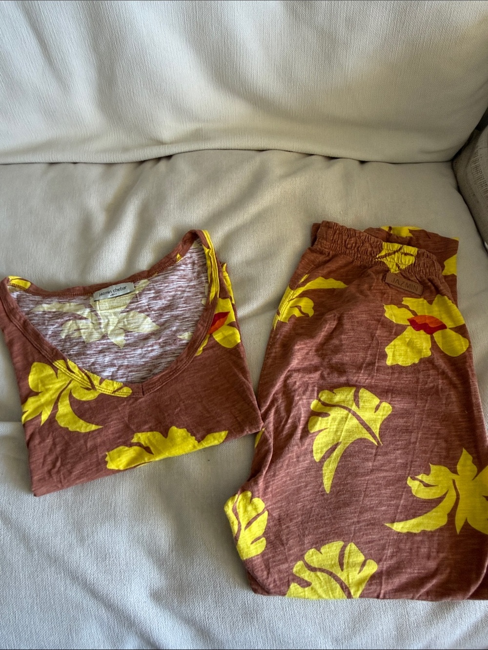 Women’s Floral Brown & Yellow Pajama Set by Lou & Grey